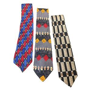 Lot of three made in Italy 100% silk ties free pin